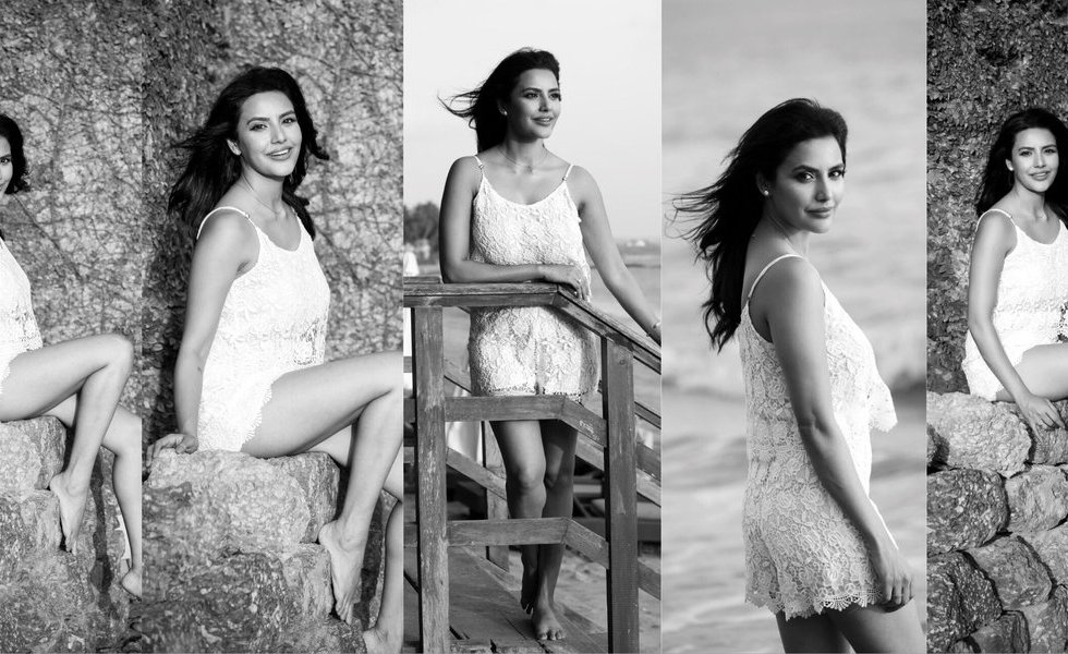 actress Priya Anand Sizzling Black cum White new photoshoot clicks by exposing thunder thighs
