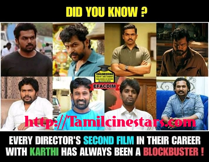 Unknown Fact about Every director who directed Second films with actor Karthi